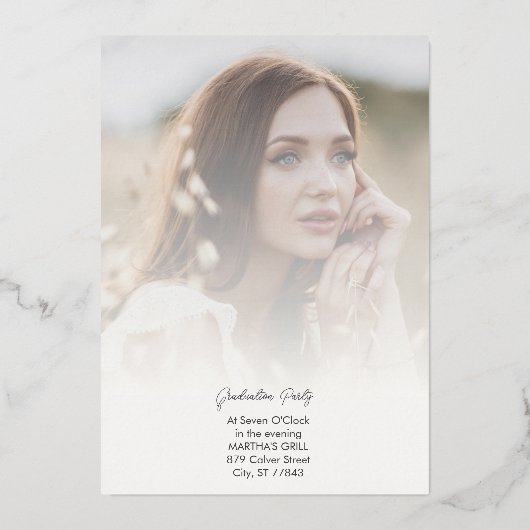 Fancy Vellum Overlay Effect 2 Photos Graduate 箔招待状 (裏面)