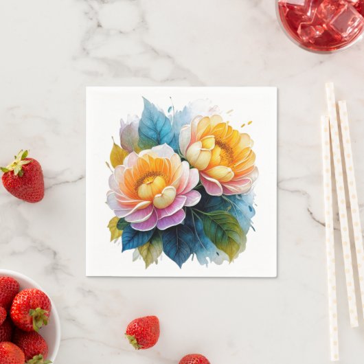 Fancy Watercolor Floral スタンダードカクテルナプキン (インサイチュ)