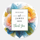 Fancy Watercolor Floral ラウンドシール (正面)