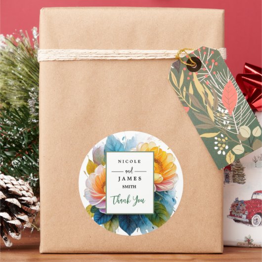 Fancy Watercolor Floral ラウンドシール (クリスマス)