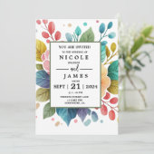 Fancy Watercolor Floral 招待状 (スタンド正面)