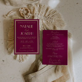 Fancy Wine Dusty Rose Old Money All In One Wedding 招待状