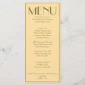 Fancy Yellow Olive Green Classy Retro Wedding メニュー (正面)