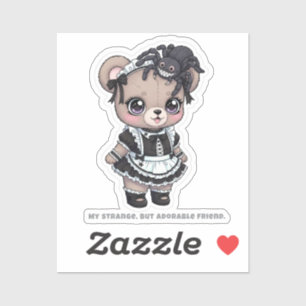 Fanged Maid Bear - Tarantula Topping Kawaii Art シール