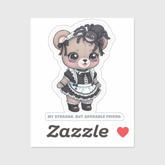 Fanged Maid Bear - Tarantula Topping Kawaii Art シール (シート)