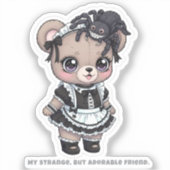Fanged Maid Bear - Tarantula Topping Kawaii Art シール (正面)