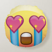 Fangirlの熱狂するなハートの目の輝きのEmojiの郵便料金 ラウンドクッション (正面)