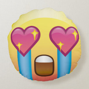 Fangirlの熱狂するなハートの目の輝きのEmojiの郵便料金 ラウンドクッション