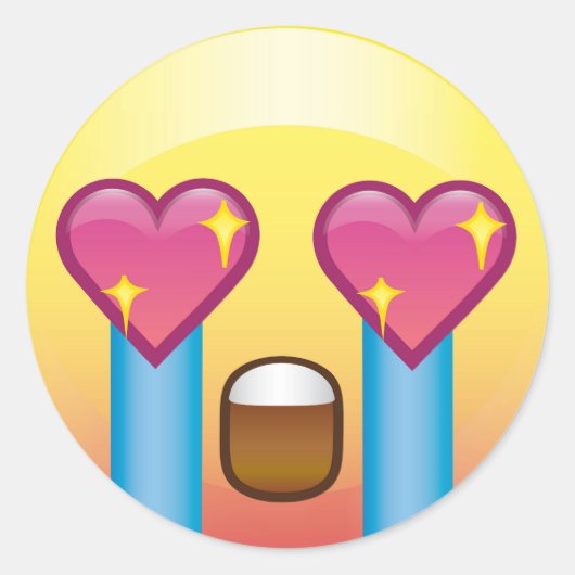 Fangirlは泣き叫び愛幸せなEmojiのステッカーを刺激しました ラウンドシール (正面)