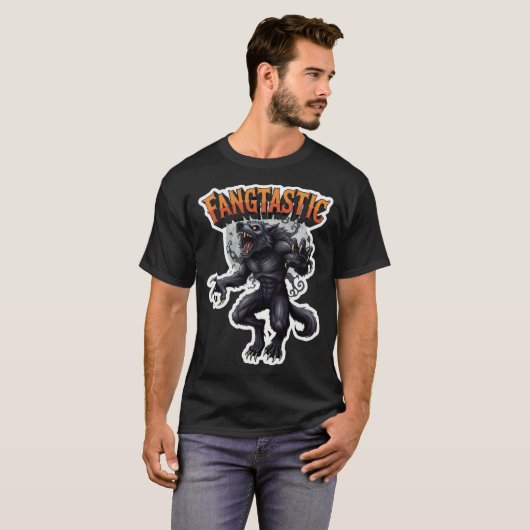 Fangtastic werewolf howling at moon sticker design tシャツ (正面フル)