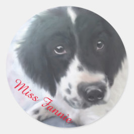 Fannie -恋しく思 English Springerスパニエル犬シール ラウンドシール