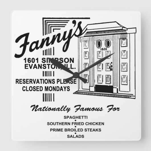 Fanny's Restaurant, Evanston, IL スクエア壁時計 (正面)