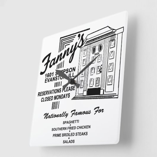 Fanny's Restaurant, Evanston, IL スクエア壁時計 (傾斜)