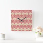 Fans Pink Mid-Century スクエア壁時計 (ホーム)