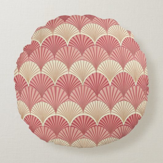 Fans Pink Mid-Century ラウンドクッション (正面)