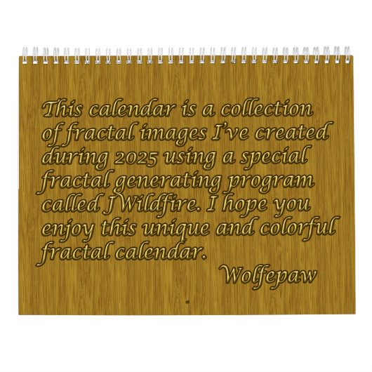Fantabulous Fractals Calendar カレンダー (裏面)