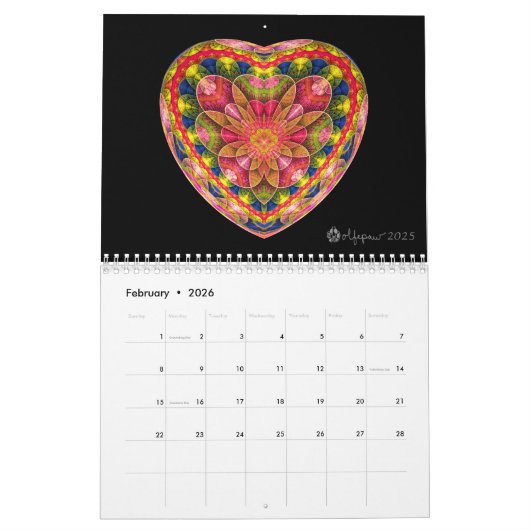 Fantabulous Fractals Calendar カレンダー (2月 2026)