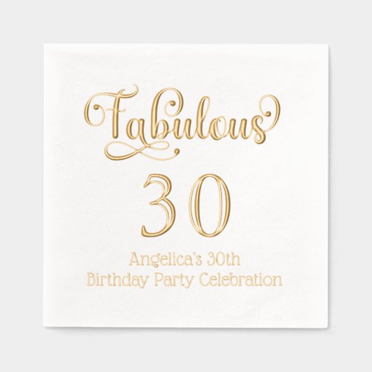 Fantabuous 30 （または任意の年齢）誕生日#8 箔ナプキン (正面)