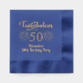 Fantabuous 50 （または任意の年齢）誕生日と花火 箔ナプキン (正面)