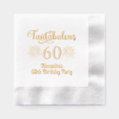 Fantabuous 60 （または任意の年齢）誕生日と花火 箔ナプキン (正面)