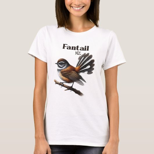Fantail - Native Bird of New Zealand Tシャツ (正面)