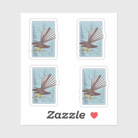 Fantail New Zealand bird Vector シール (シート)