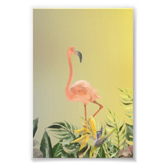 Fantastic Flamingo Poster in Tropical Forest フォトプリント (正面)