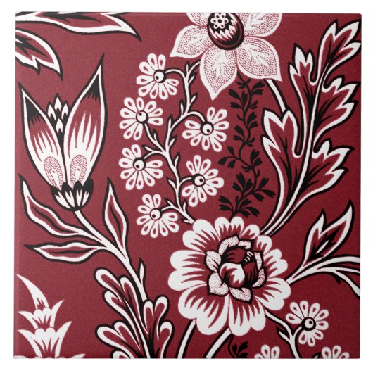 Fantastic Flowers (Maroon) Fine Art タイル (正面)