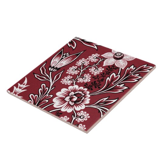 Fantastic Flowers (Maroon) Fine Art タイル (側面)