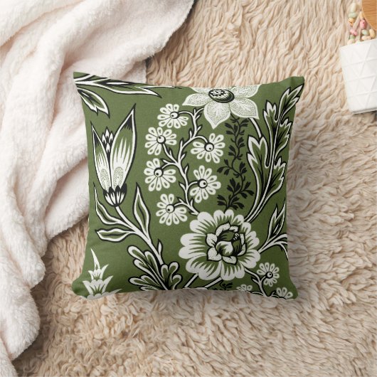 Fantastic Flowers (Moss Green) Fine Art クッション (ブランケット)