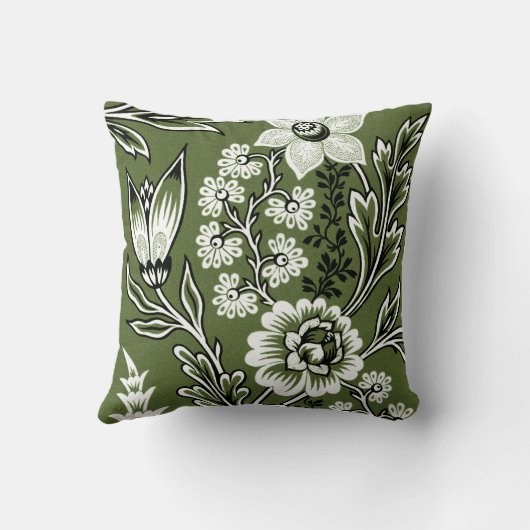 Fantastic Flowers (Moss Green) Fine Art クッション (裏面)