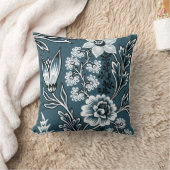 Fantastic Flowers (Slate Teal) Fine Art クッション (ブランケット)