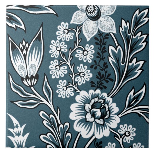 Fantastic Flowers (Slate Teal) Fine Art タイル (正面)