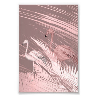 Fantastic Pink Flamingo Poster in Tropical Forest フォトプリント