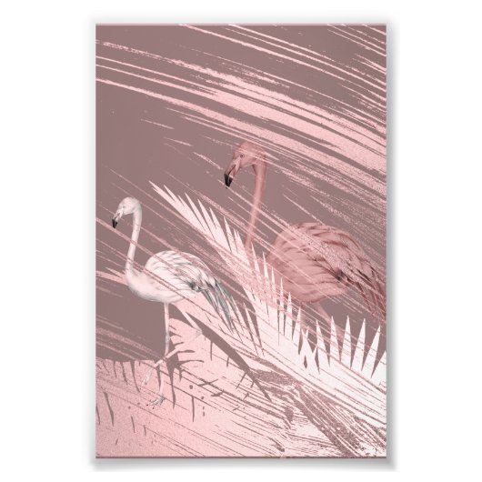 Fantastic Pink Flamingo Poster in Tropical Forest フォトプリント (正面)