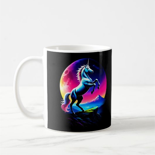 Fantastical Colorful Unicorn Wilderness コーヒーマグカップ (左)
