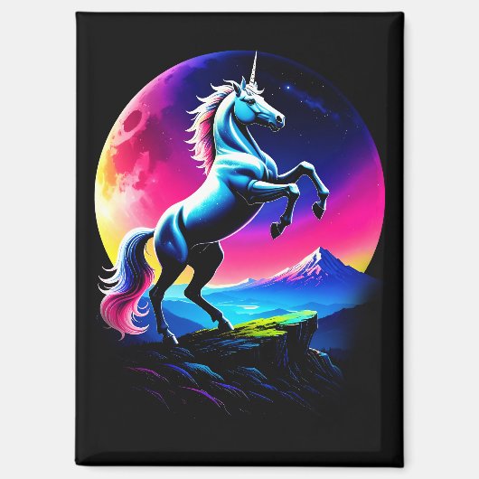 Fantastical Colorful Unicorn Wilderness マグネット (正面)