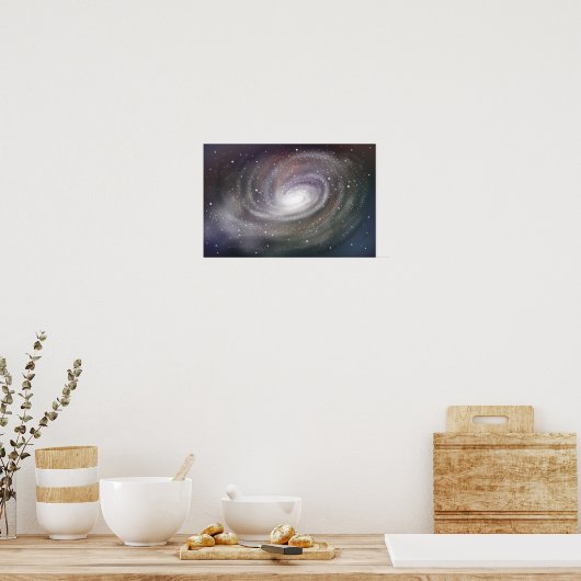 Fantastical spiral galaxy shining in outer space. ポスター (キッチン)