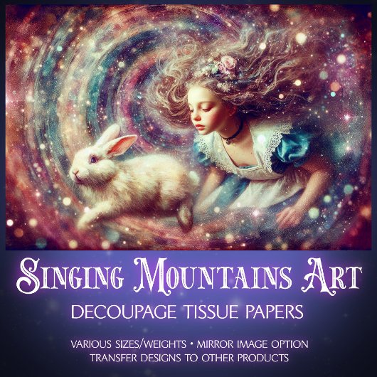 Fantasy Alice Spiralling Into Wonderland Decoupage 薄葉紙
