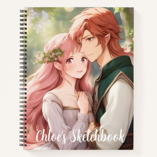 Fantasy Anime Couple Sketchbook ノートブック (正面)