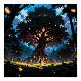 Fantasy anime style forest ポスター