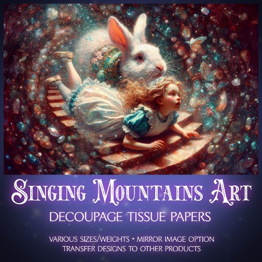 Fantasy Art Alice And Rabbit Hole Decoupage 薄葉紙
