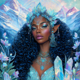  Fantasy Art Black Girl Black Queen Elf Goddess ポスター