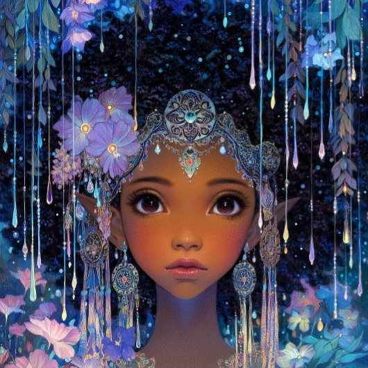  Fantasy Art Black Girl Black Queen Elf Goddess ポスター