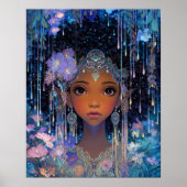  Fantasy Art Black Girl Black Queen Elf Goddess ポスター (正面)