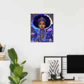 Fantasy Art Black Girl Black Queen Goddess ポスター (ホームオフィス)