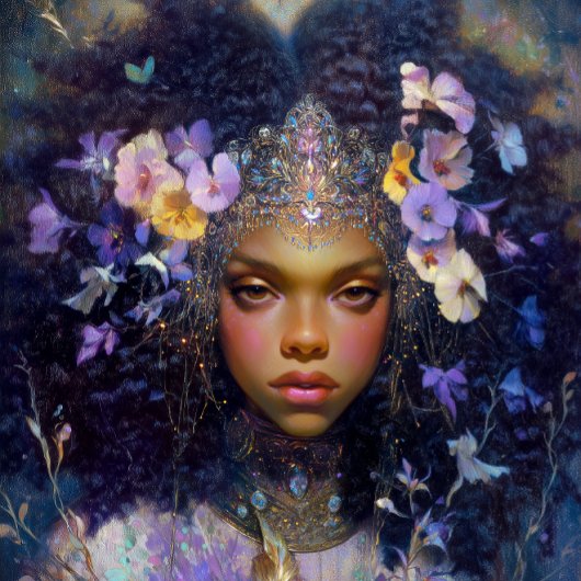 Fantasy Art Black Girl Black Queen Goddess ポスター