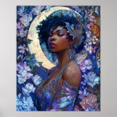 Fantasy Art Black Girl Black Queen Moon Goddess ポスター (正面)