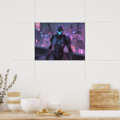 Fantasy Art- Sentinel of the Neon Divide ポスター (キッチン)