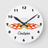 Fantasy Art Skull And Flames Design Personalised ラウンド壁時計 (正面)